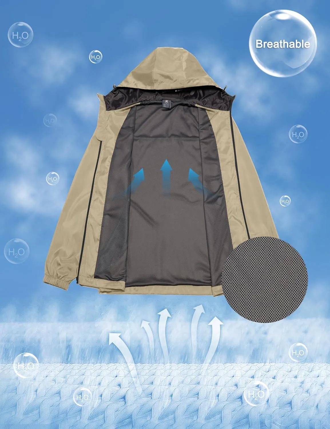 Little Donkey Andy Mens Lightweight Breathable Windbreaker Golf Jacket UPF50  Windproof Outdoor Running Coat