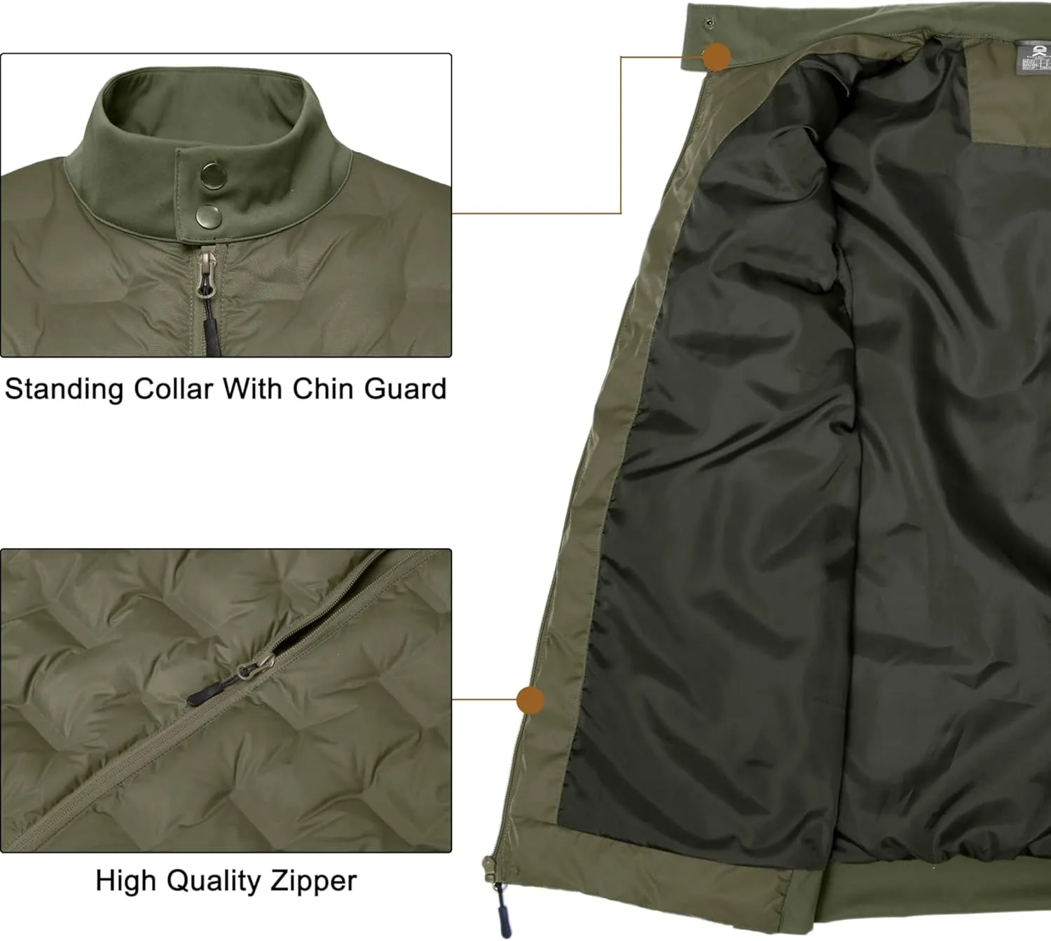 Little Donkey Andy Men's Lightweight Puffer Vest, Outdoor Windproof Sleeveless Jacket for Hiking Travel Golf
