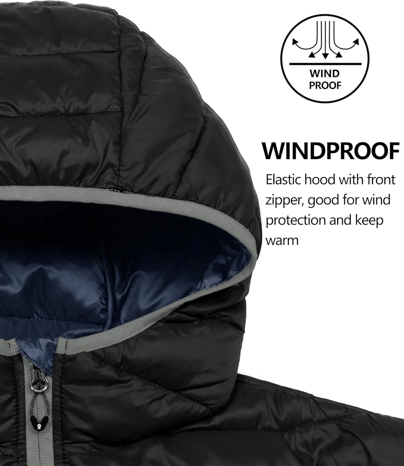 Little Donkey Andy Men's Packable Puffer Jacket Lightweight Hooded Windproof Winter Coat with Recycled Insulation