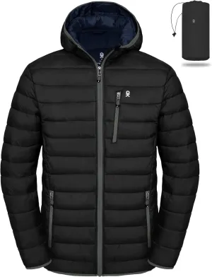 Little Donkey Andy Men's Packable Puffer Jacket Lightweight Hooded Windproof Winter Coat with Recycled Insulation