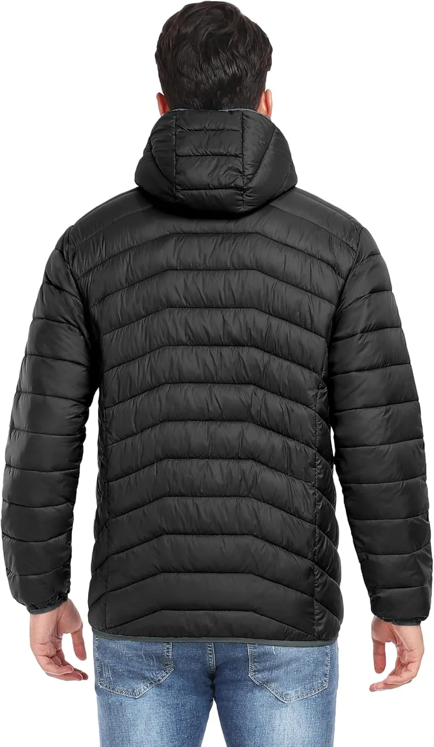 Little Donkey Andy Men's Packable Puffer Jacket Lightweight Hooded Windproof Winter Coat with Recycled Insulation