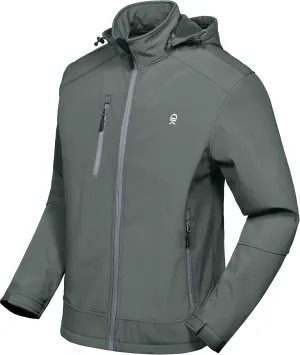 Little Donkey Andy Mens Softshell Jacket with Removable Hood, Fleece Lined