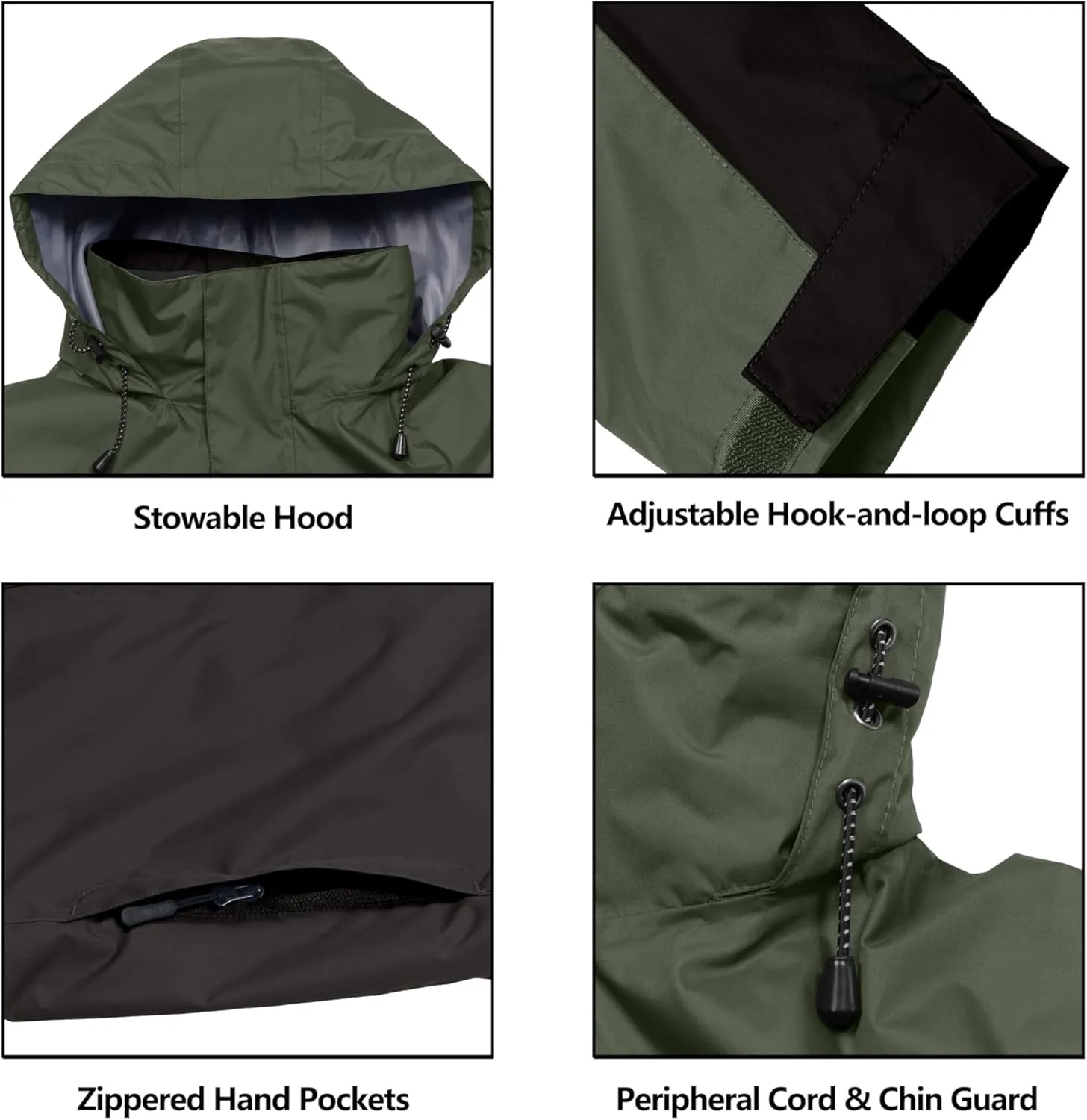 Little Donkey Andy Men's Waterproof Rain Jacket Outdoor Lightweight Rain Shell Coat for Hiking,Golf,Travel