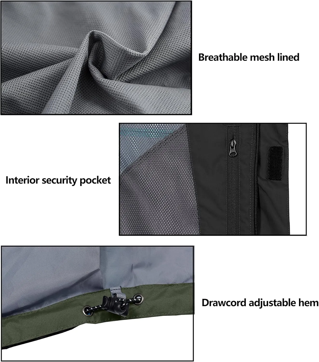 Little Donkey Andy Men's Waterproof Rain Jacket Outdoor Lightweight Rain Shell Coat for Hiking,Golf,Travel
