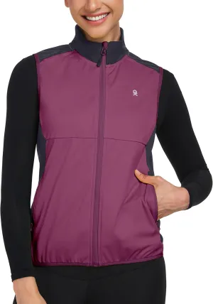 Little Donkey Andy Windproof Sleeveless Vest Jacket for Women, Water-Repellent Stretch Sports Vest for Cycling, Running