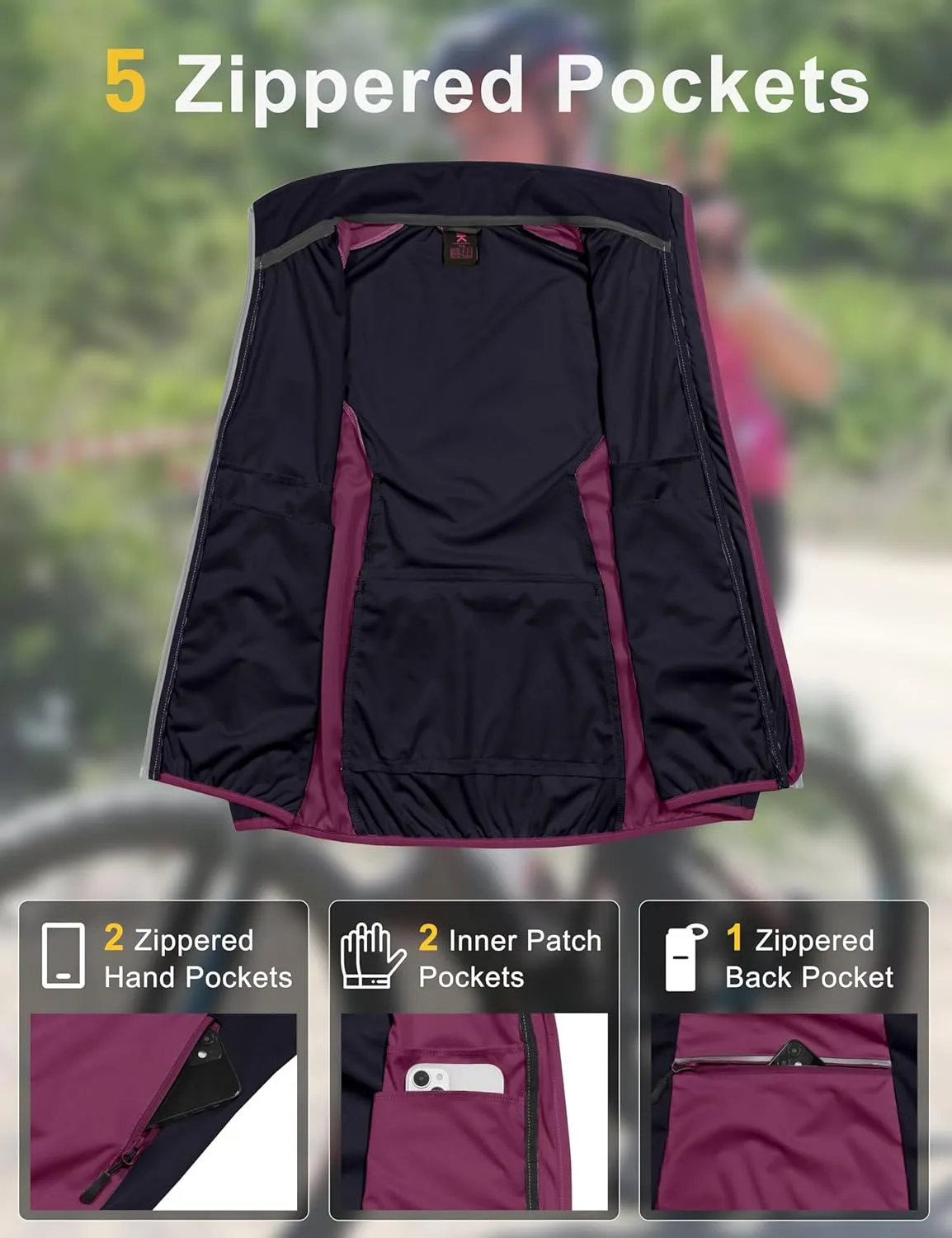 Little Donkey Andy Windproof Sleeveless Vest Jacket for Women, Water-Repellent Stretch Sports Vest for Cycling, Running