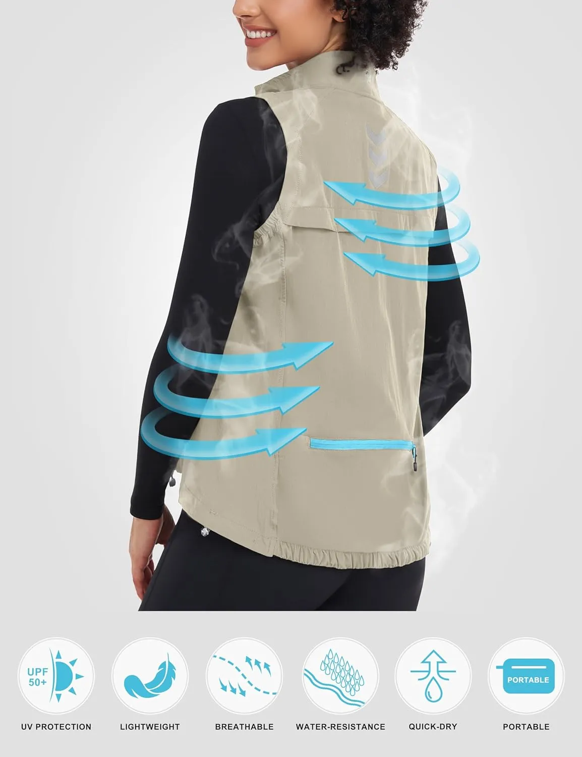 Little Donkey Andy Women's Lightweight Quick Dry Vest Summer Windproof Sleeveless Elastic Jacket for Golfing Cycling Running