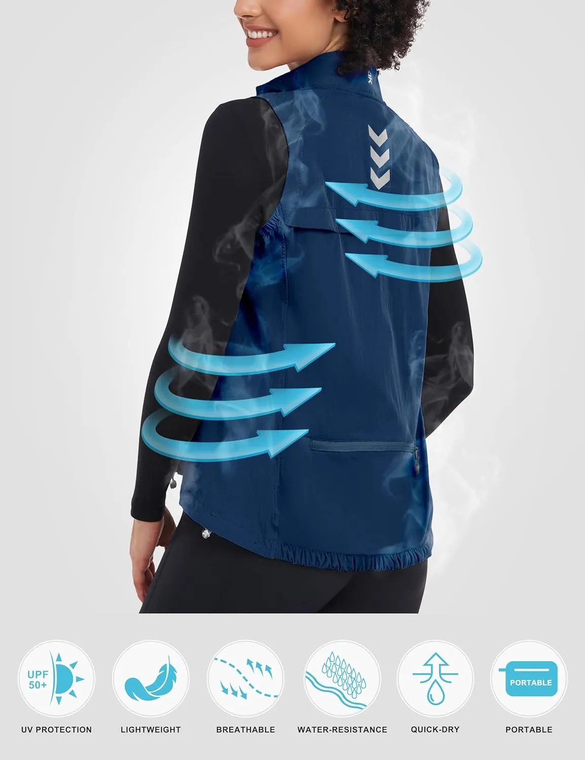 Little Donkey Andy Women's Lightweight Quick Dry Vest Summer Windproof Sleeveless Elastic Jacket for Golfing Cycling Running
