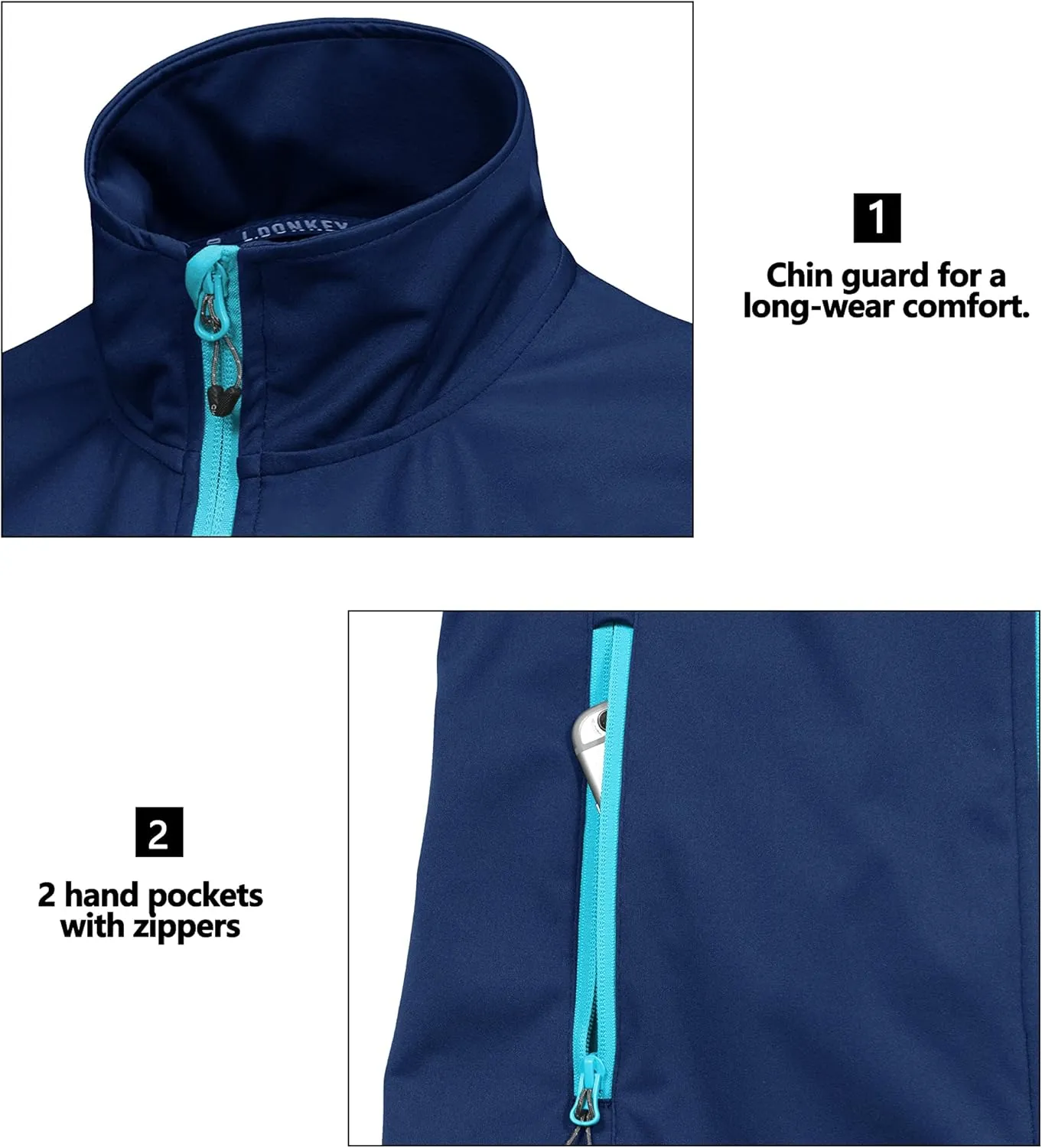Little Donkey Andy Women's Lightweight Softshell Vest, Windproof Sleeveless Jacket for Running Hiking Travel