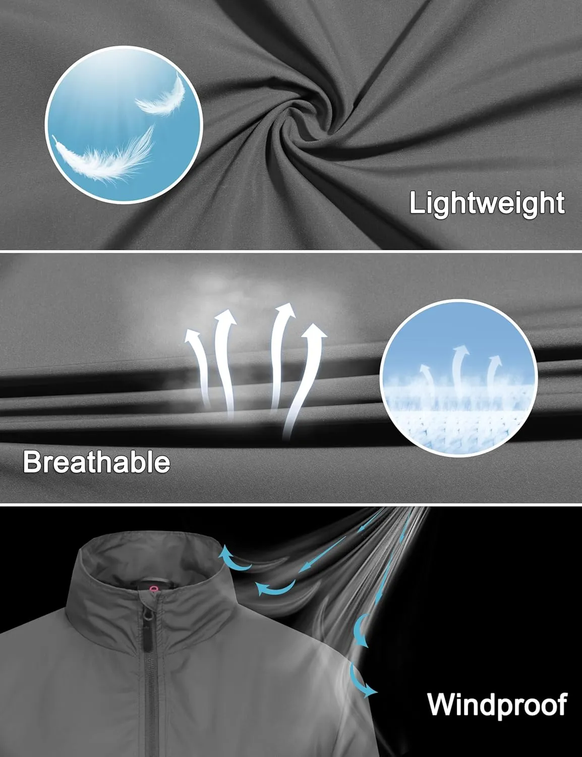 Little Donkey Andy Women's Lightweight Windbreaker Jacket Breathable Windproof Spring Fall Summer Jacket Running Golf UPF50 