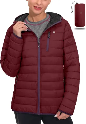 Little Donkey Andy Women's Packable Lightweight Puffer Jacket Hooded Windproof Winter Coat with Recycled Insulation