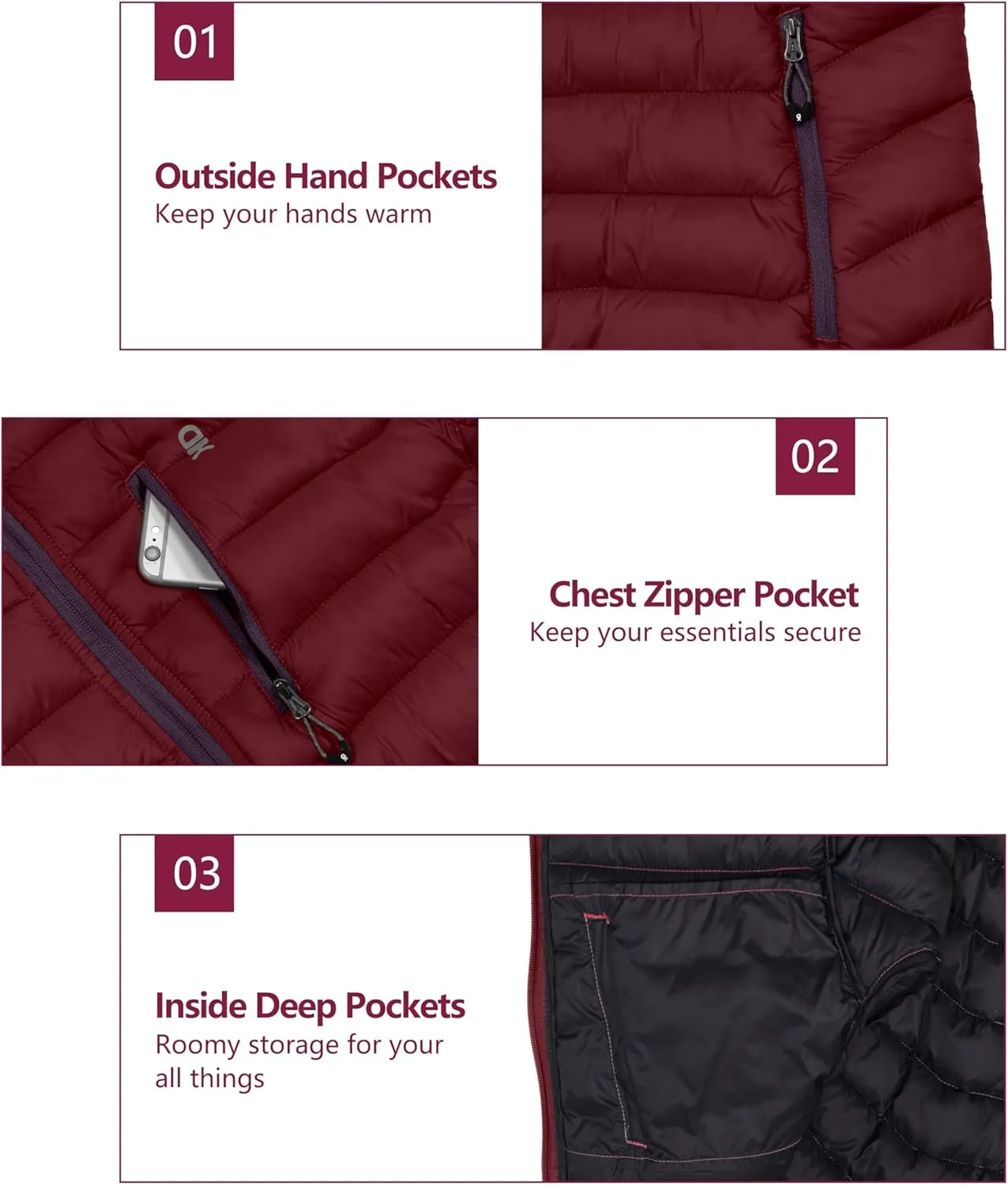 Little Donkey Andy Women's Packable Lightweight Puffer Jacket Hooded Windproof Winter Coat with Recycled Insulation