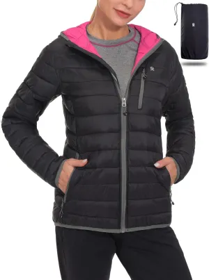 Little Donkey Andy Women's Packable Lightweight Puffer Jacket Hooded Windproof Winter Coat with Recycled Insulation