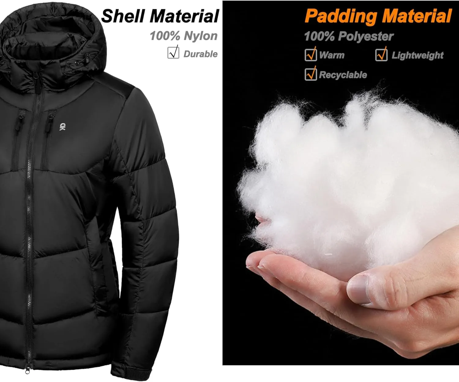 Little Donkey Andy Women's Warm Puffer Jacket Windproof Lightweiht Hooded Winter Coat Hiking Travel