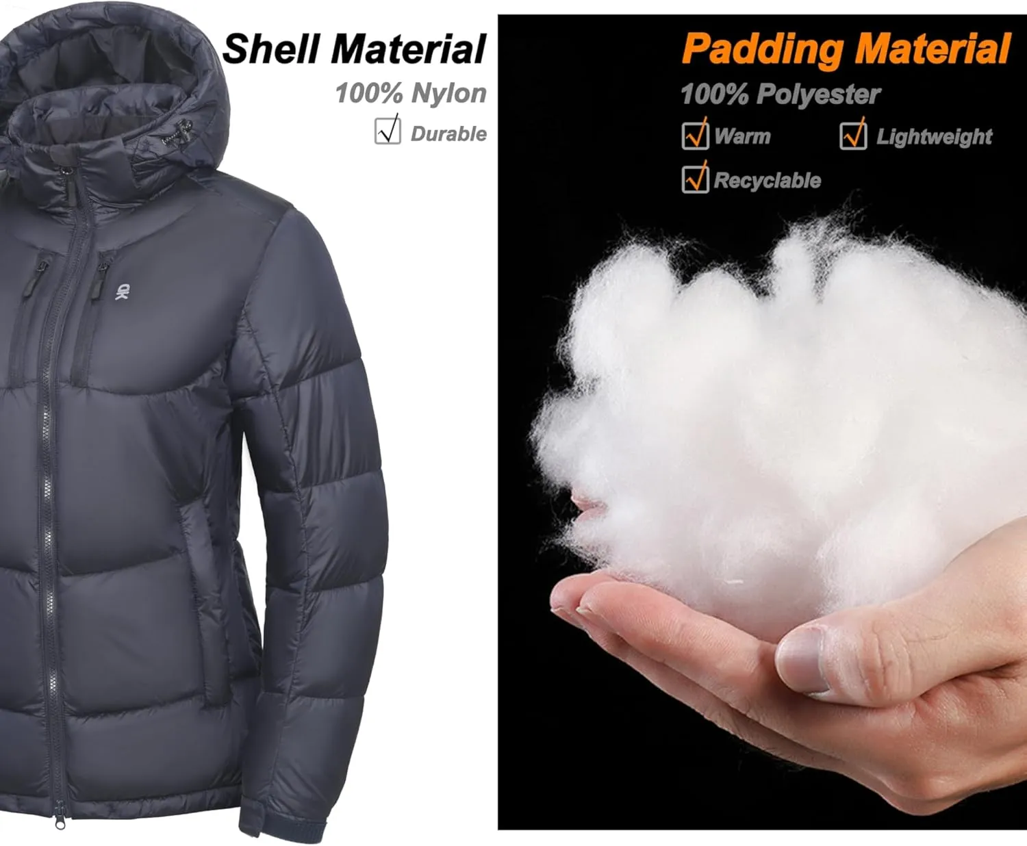 Little Donkey Andy Women's Warm Puffer Jacket Windproof Lightweiht Hooded Winter Coat Hiking Travel