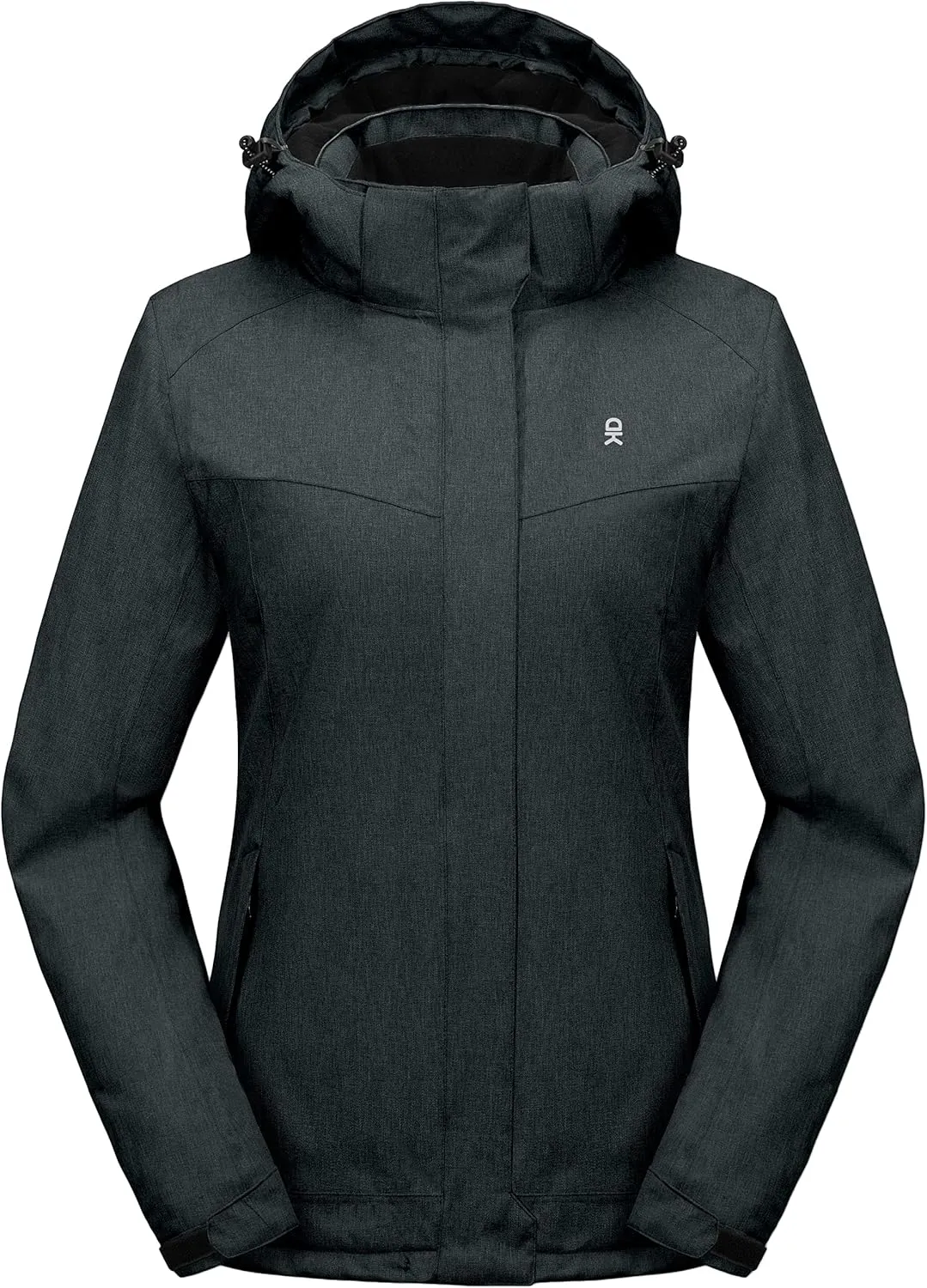 Little Donkey Andy Women's Waterproof Hiking Skiing Jacket with Removable Hood, Fleece Lined Winter Warm Rain Coat