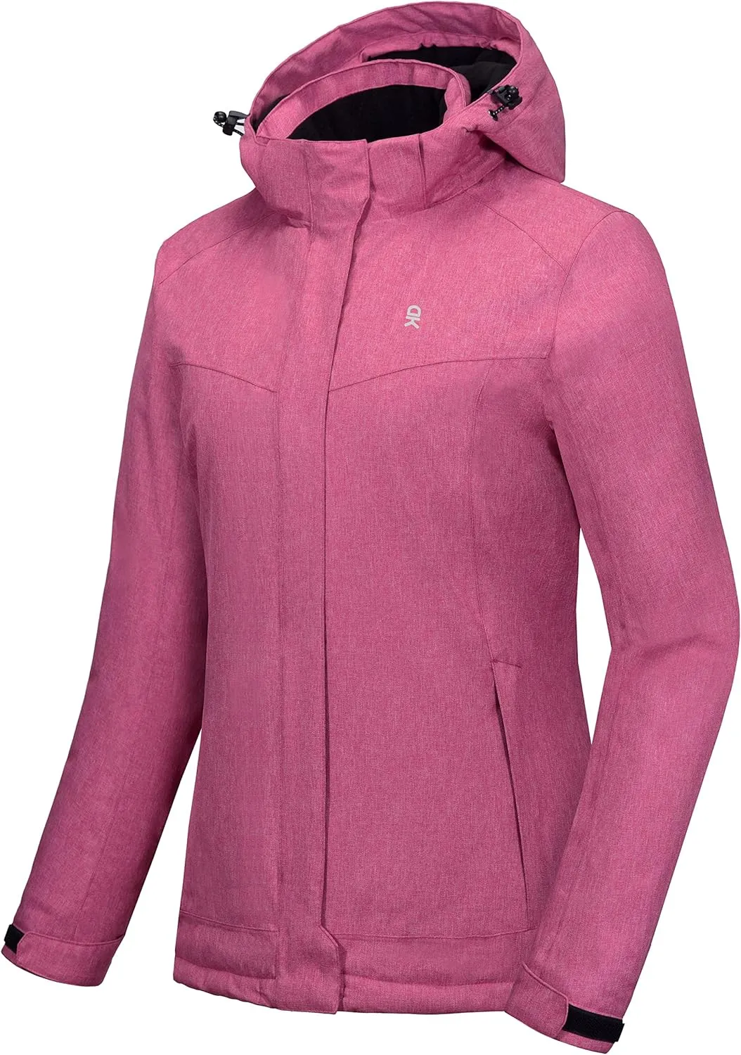 Little Donkey Andy Women's Waterproof Hiking Skiing Jacket with Removable Hood, Fleece Lined Winter Warm Rain Coat