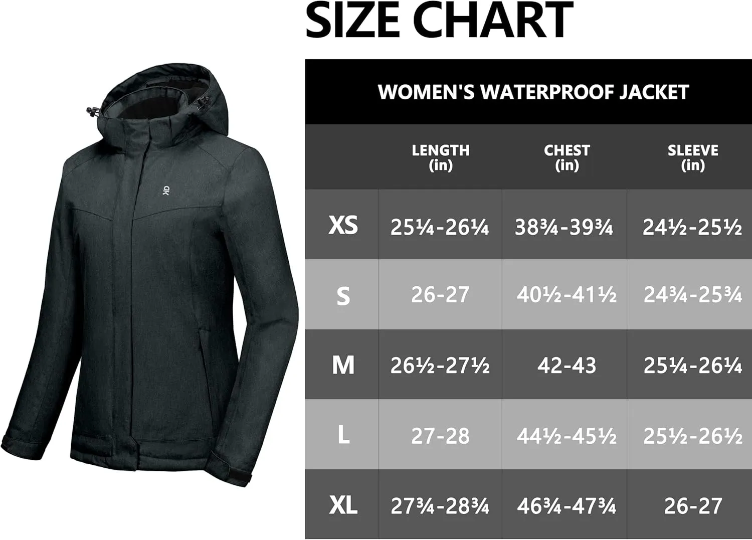 Little Donkey Andy Women's Waterproof Hiking Skiing Jacket with Removable Hood, Fleece Lined Winter Warm Rain Coat