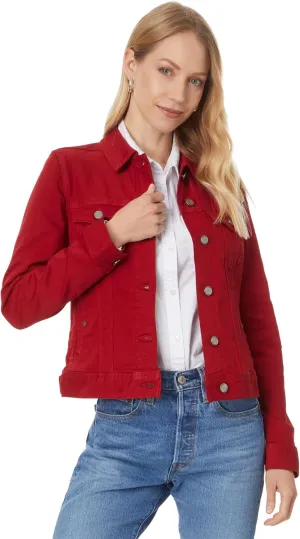 Liverpool Los Angeles Womens Classic Jean Jacket Silky Soft Performance Denim, Carnelian, Small