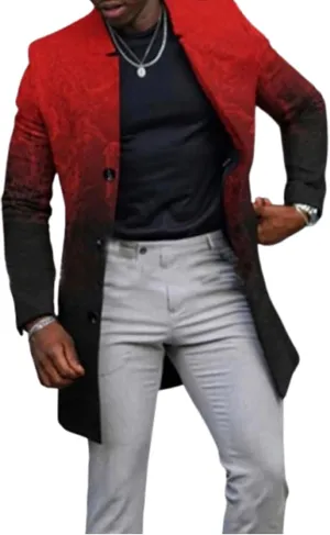LOAIHA Plaid Trench Coat Mens Notched Collar Single Breasted Pea Coat Vintage Slim Windbreaker Office Business Trench Jacket