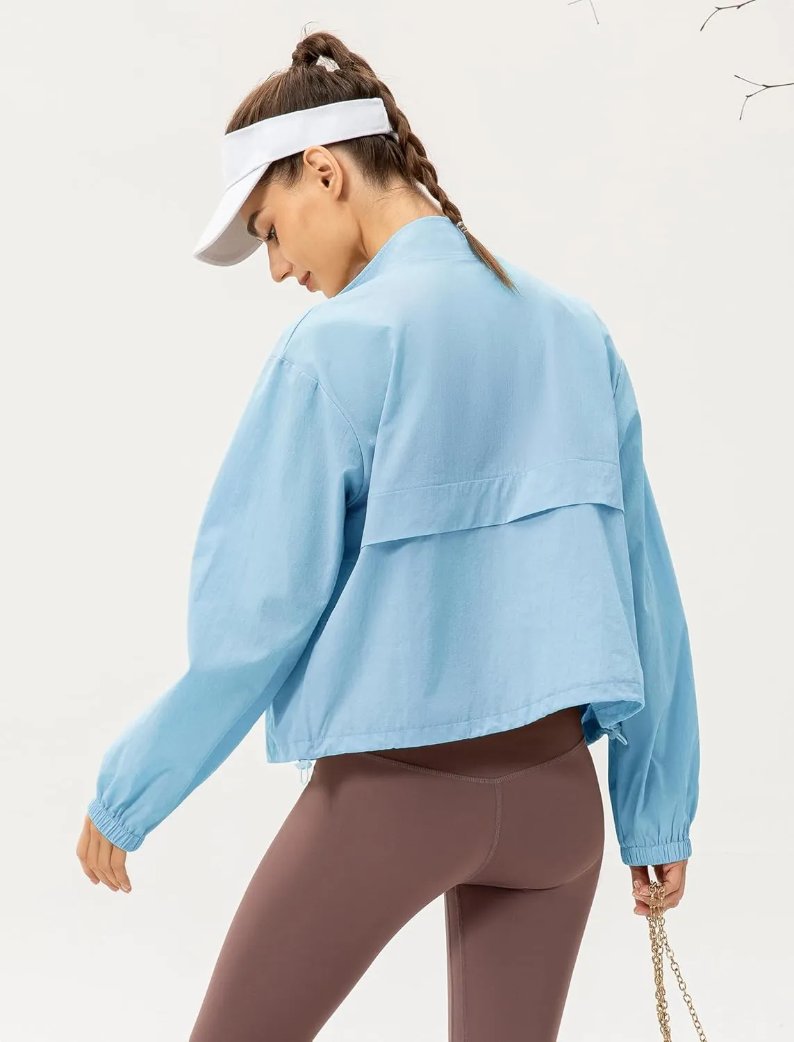 Locachy Women's Lightweight Zip Up Athletic Jacket Stand Collar Windproof Sun Protection Workout Outdoor Jacket