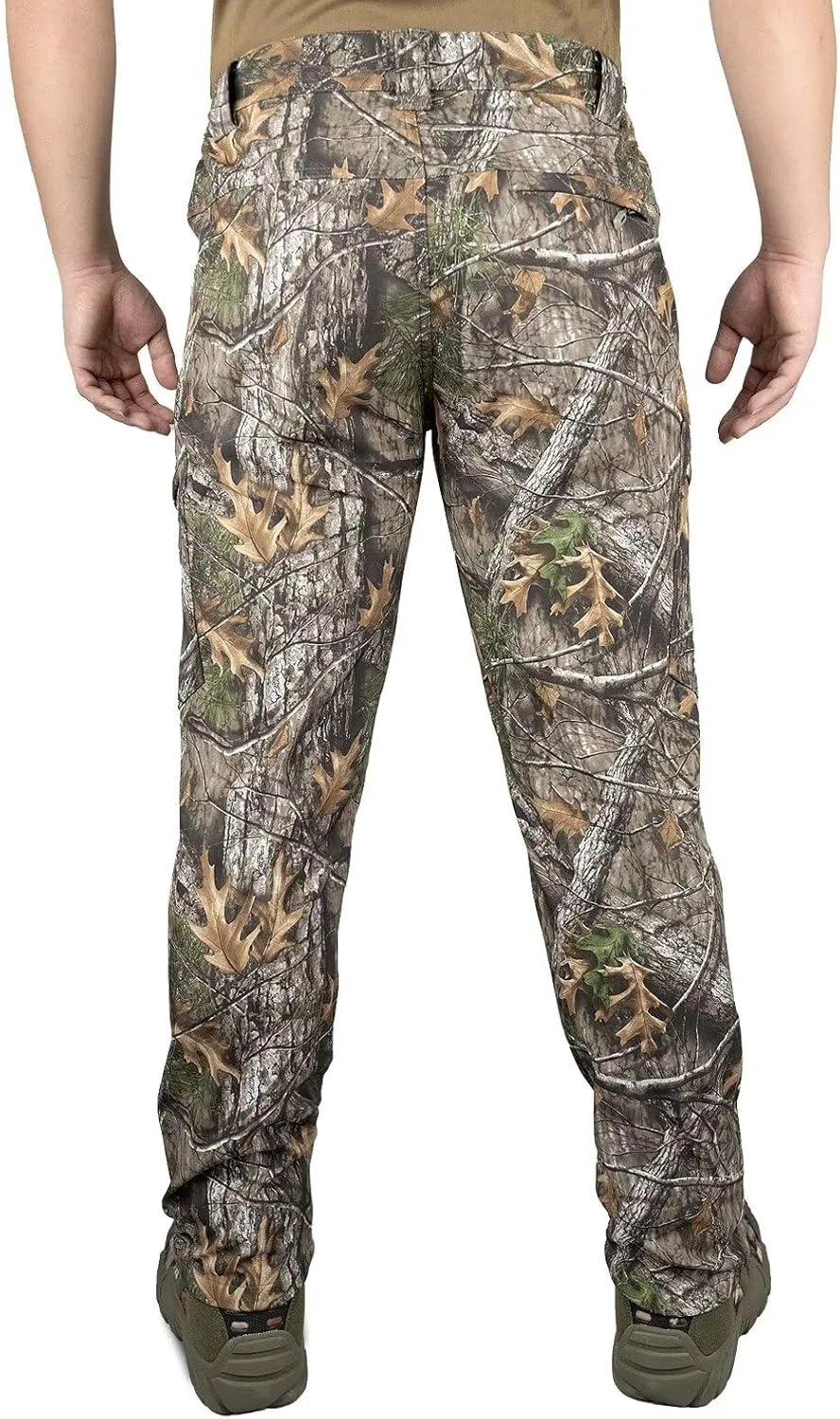 LOOGU Men's Fleece Lined Insulation Camo Hunting Pants Windproof Water-Resistant Softshell Tactical Pants for Men