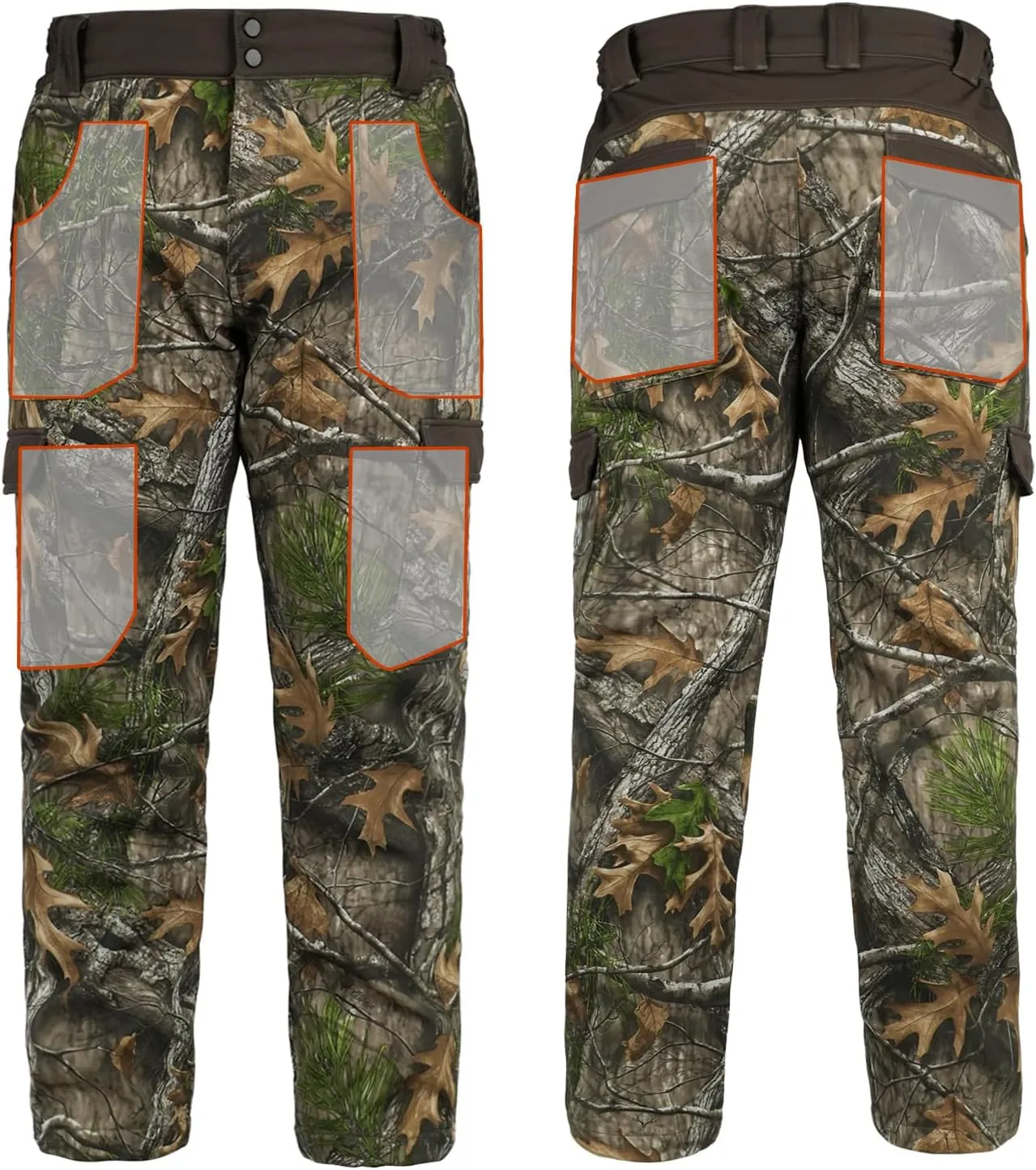 LOOGU Men's Fleece Lined Insulation Camo Hunting Pants Windproof Water-Resistant Softshell Tactical Pants for Men