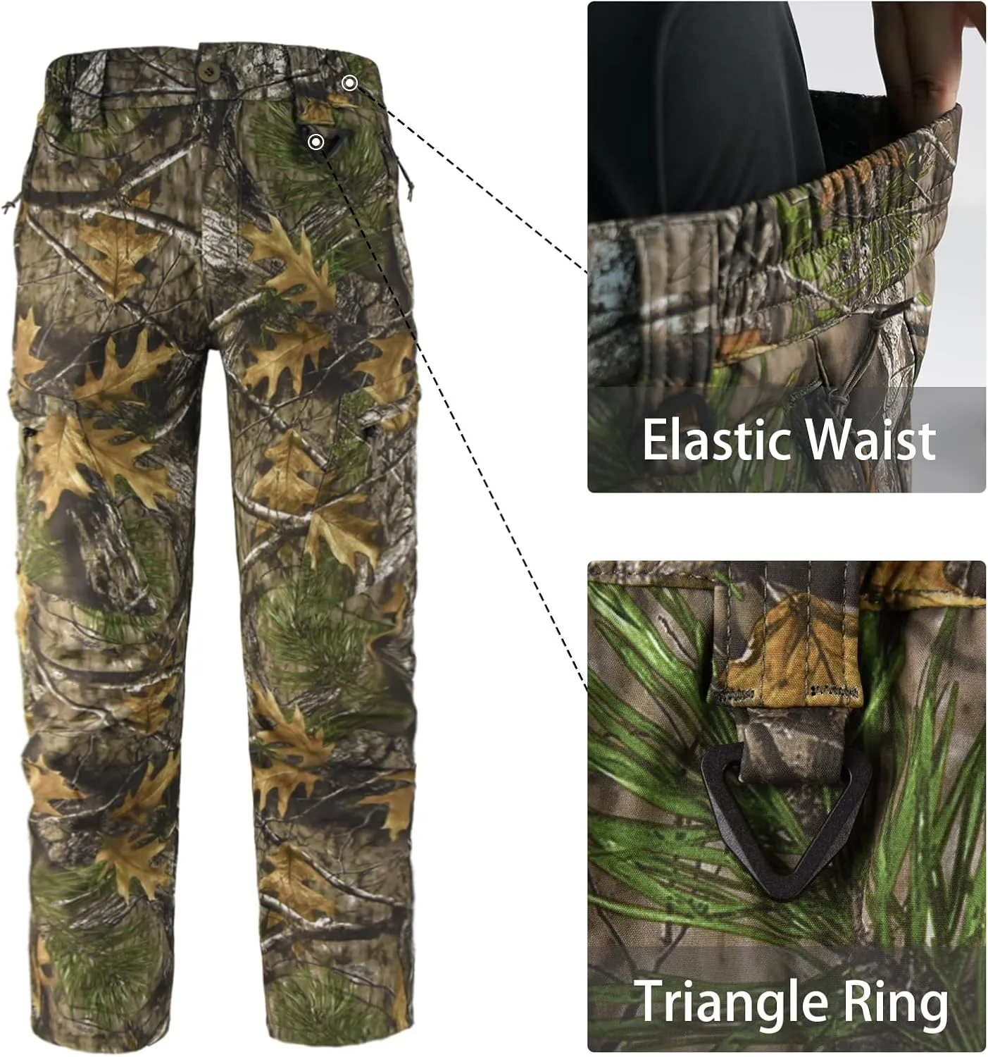 LOOGU Men's Fleece Lined Insulation Camo Hunting Pants Windproof Water-Resistant Softshell Tactical Pants for Men