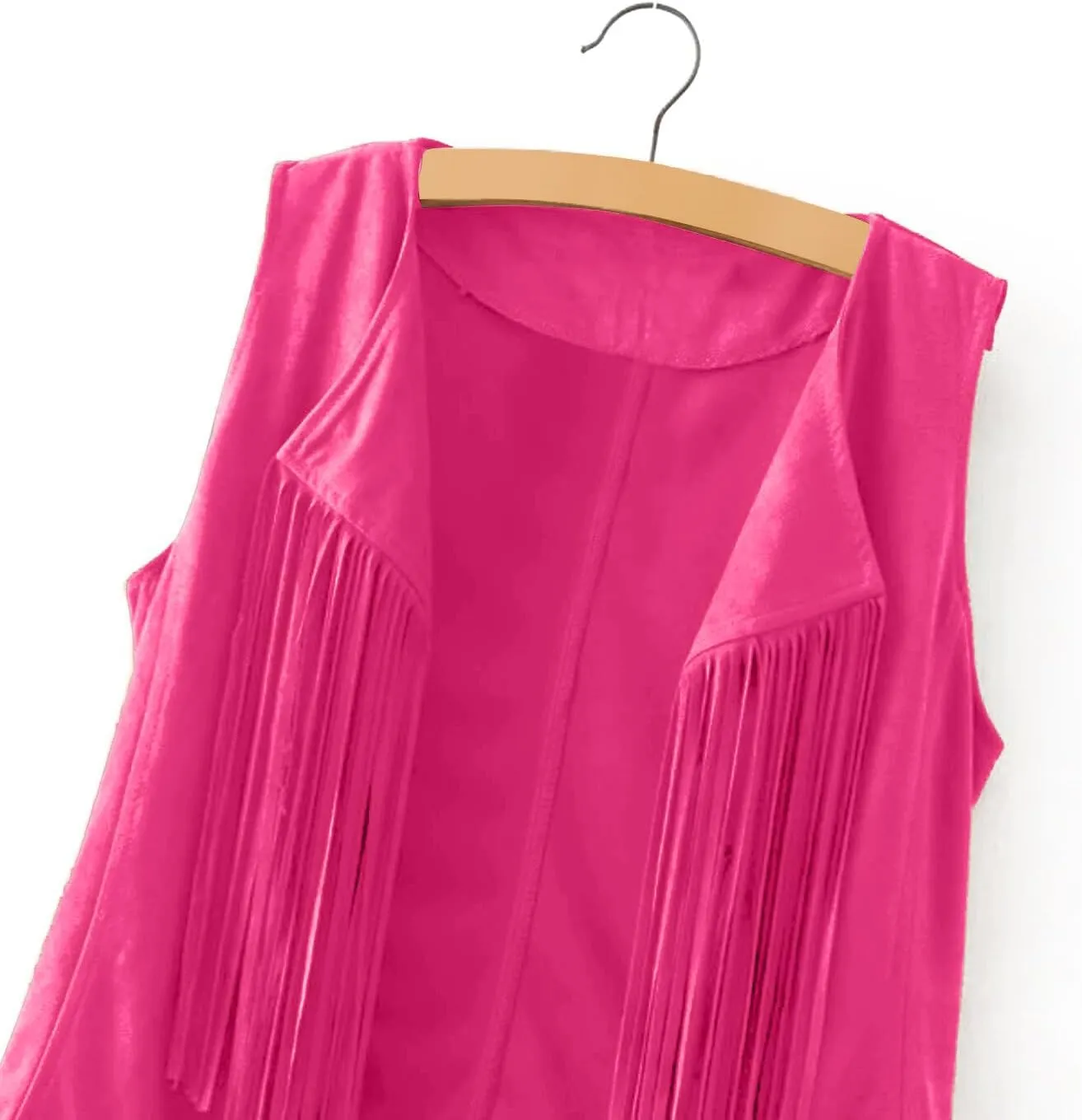 LYANER Women's Faux Suede Tassels Vest Cardigan Open-Front Vest Cardigan Jacket