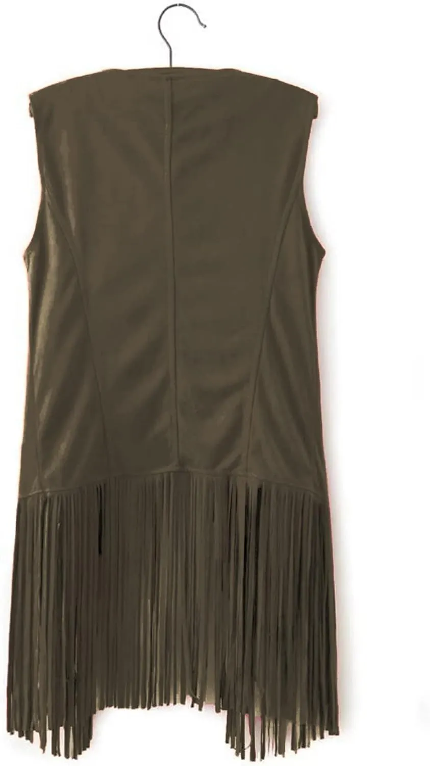 LYANER Women's Faux Suede Tassels Vest Cardigan Open-Front Vest Cardigan Jacket