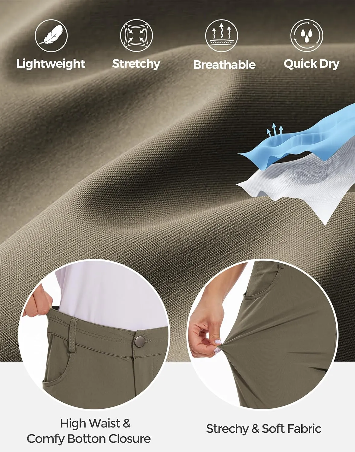 M MOTEEPI Womens Golf Pants Lightweight Stretchy Work Hiking Pants with Pockets Slim Fit Golf Apparel
