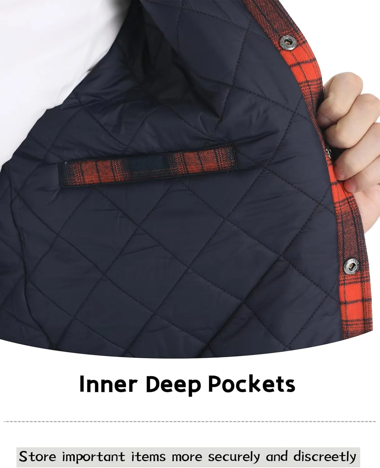 MAGCOMSEN Men's Flannel Shirt Jacket with Quilted Lined Long Sleeve Plaid Coat Button Down Thick Outwear Winter