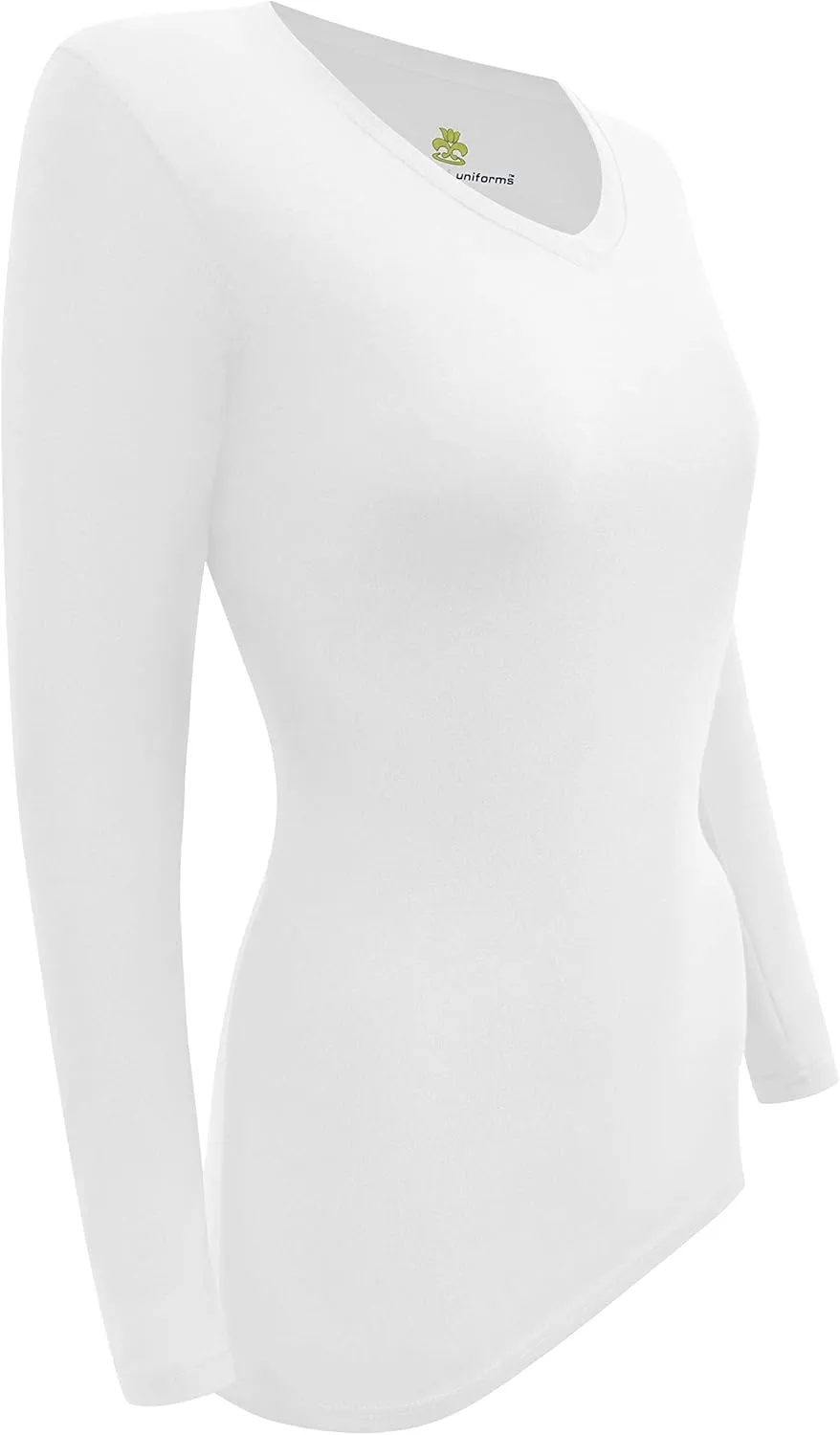 M&M Scrubs Women's Long Sleeve V-Neck Under Scrub Stretch T-Shirt-3-Pack