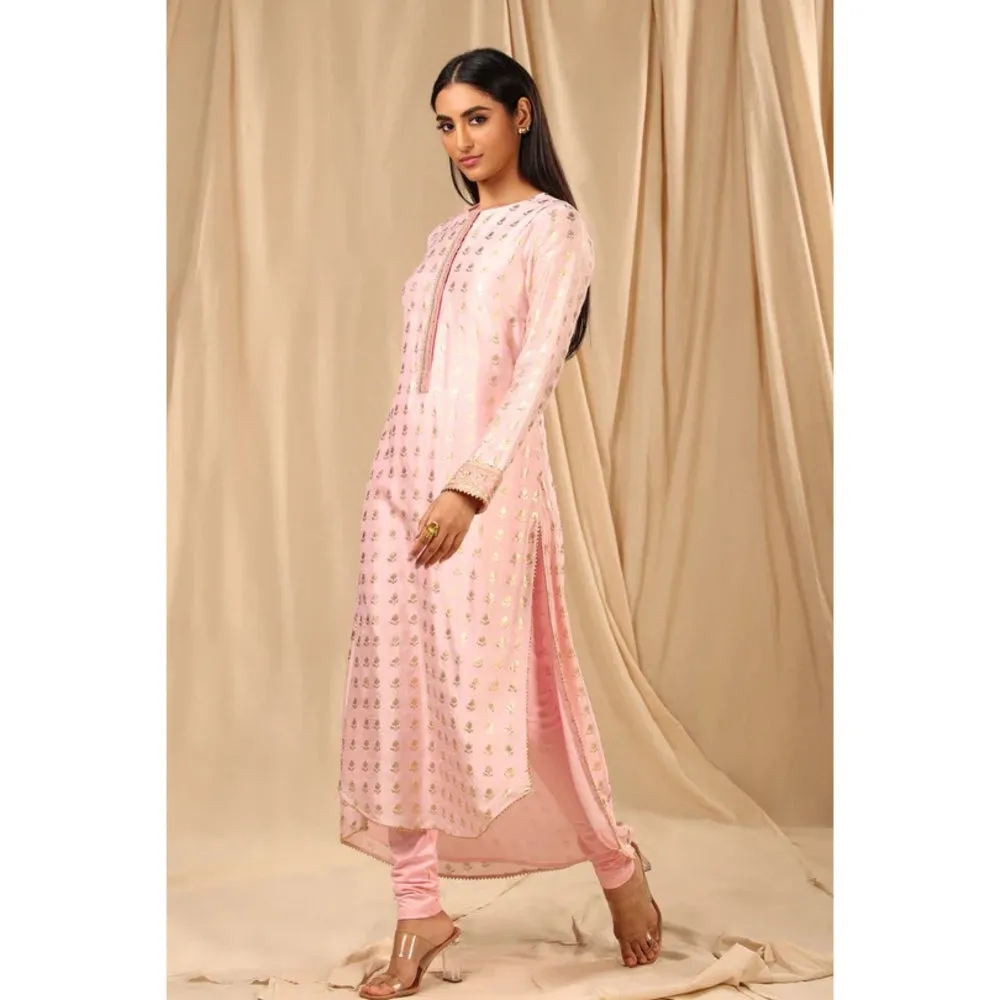 Masaba Baby Pink Wallflower High Low Kurta (Set of 2)