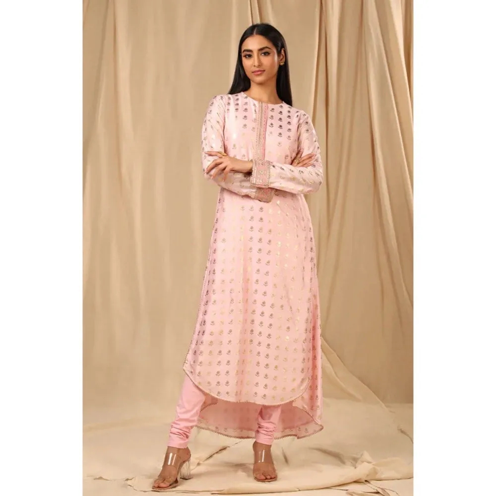 Masaba Baby Pink Wallflower High Low Kurta (Set of 2)