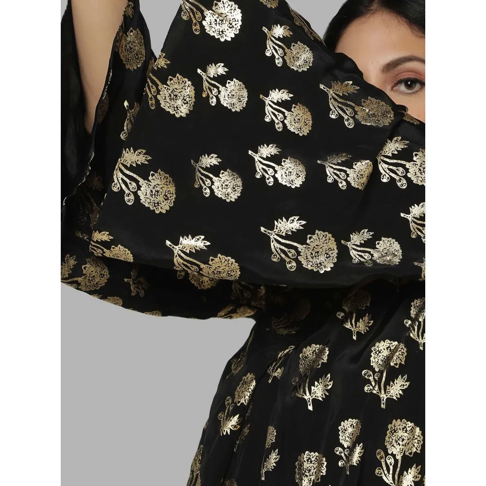Masaba Black Floral Tunic With Palazzo (Set of 2)