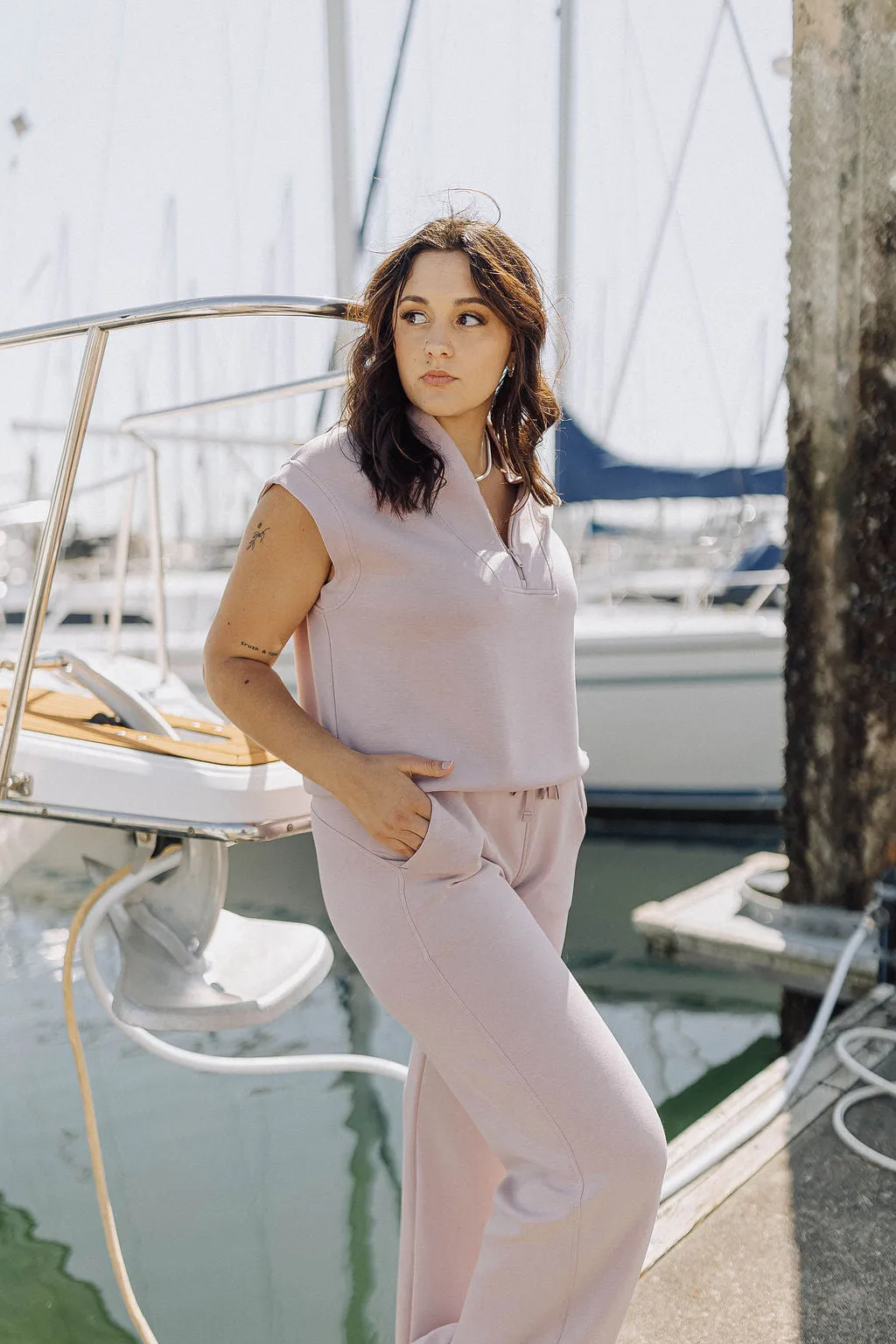 Mauve Modal Quarter Zip Pullover