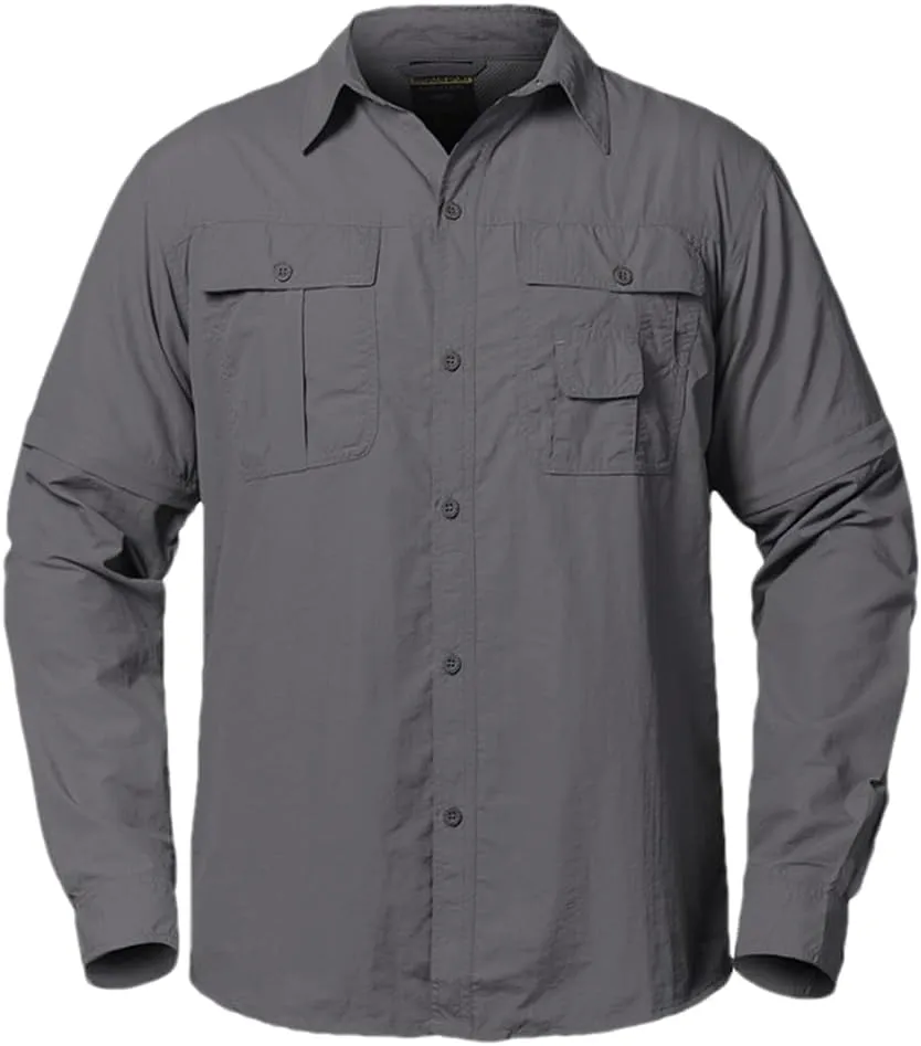 Men Cargo Military Army Tactical Shirt Quick Dry Pockets Breathable Removable Long Sleeve Shirts
