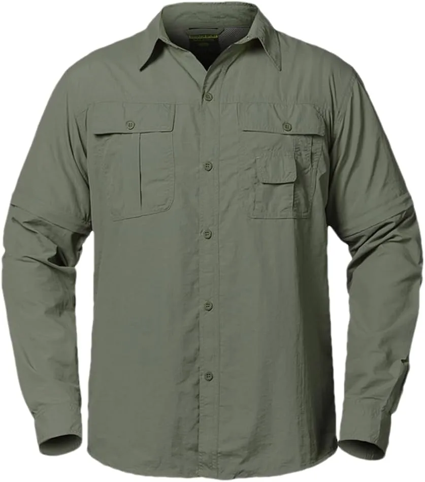 Men Cargo Military Army Tactical Shirt Quick Dry Pockets Breathable Removable Long Sleeve Shirts
