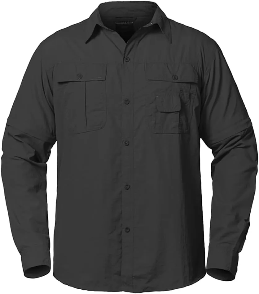 Men Cargo Military Army Tactical Shirt Quick Dry Pockets Breathable Removable Long Sleeve Shirts
