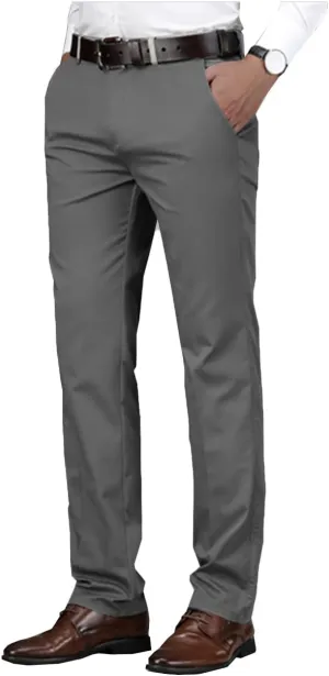 Men Pants Dress Classic Slim Fit Comfort Suit Premium Casual Flat-Front Pant