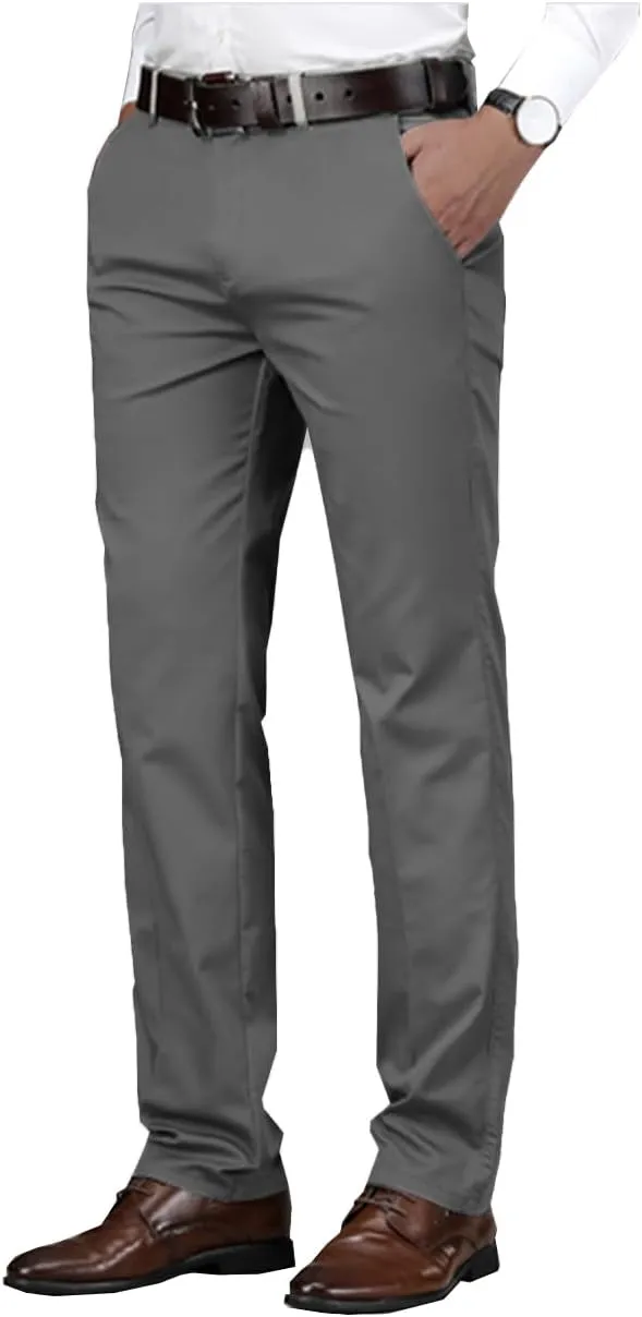 Men Pants Dress Classic Slim Fit Comfort Suit Premium Casual Flat-Front Pant