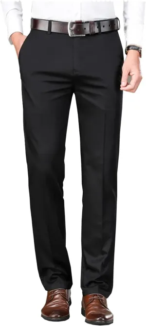 Men Pants Dress Classic Slim Fit Comfort Suit Premium Casual Flat-Front Pant