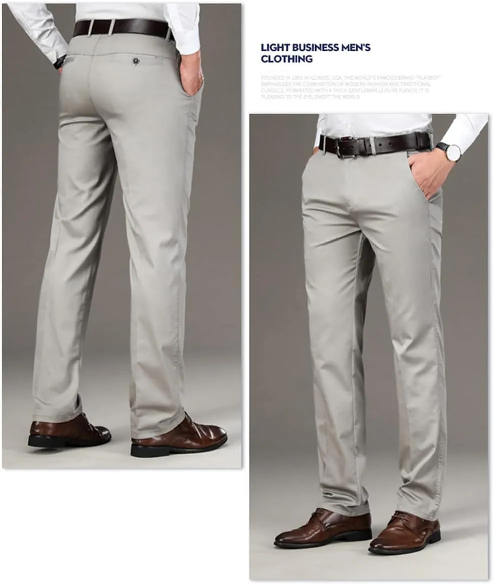 Men Pants Dress Classic Slim Fit Comfort Suit Premium Casual Flat-Front Pant