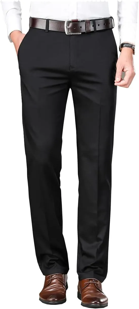Men Pants Dress Classic Slim Fit Comfort Suit Premium Casual Flat-Front Pant