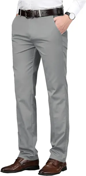 Men Pants Dress Classic Slim Fit Comfort Suit Premium Casual Flat-Front Pant