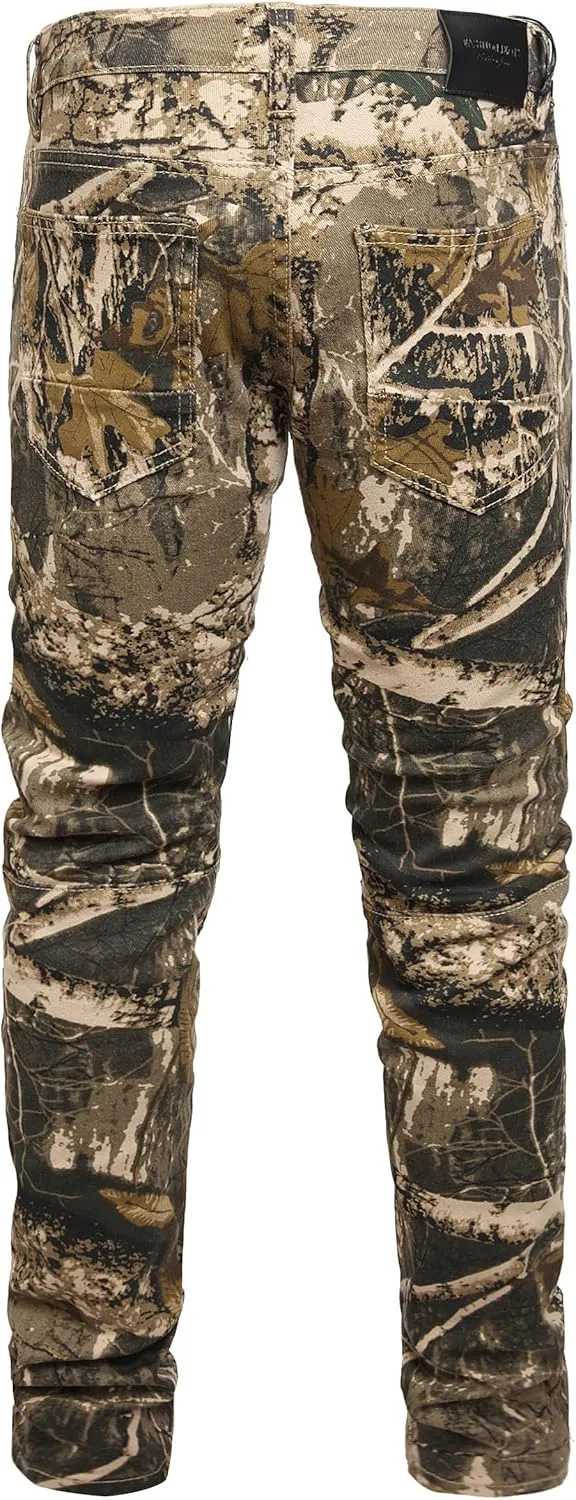 Men Ripped Jeans Fashion Slim Fit Traight Distressed Design Skinny Stretch Comfort Flex Waist Denim Pants