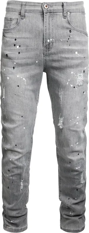 Men Ripped Jeans Fashion Slim Fit Traight Distressed Design Skinny Stretch Comfort Flex Waist Denim Pants