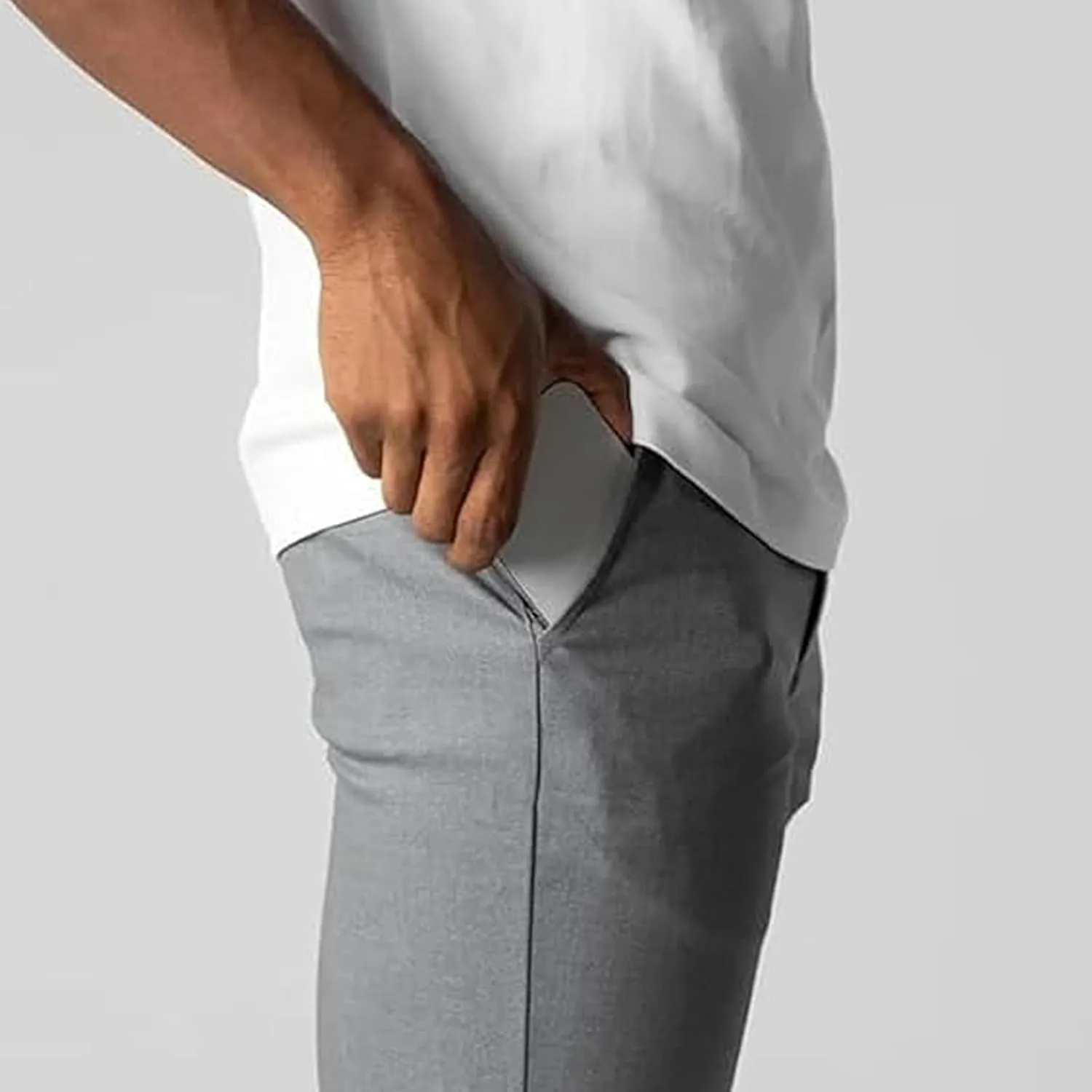 Men's Active Chinos, Casual Comfort High Elasticity Slim Fit Pants, Classic Wrinkle-Resistant Skinny Stretch Trousers