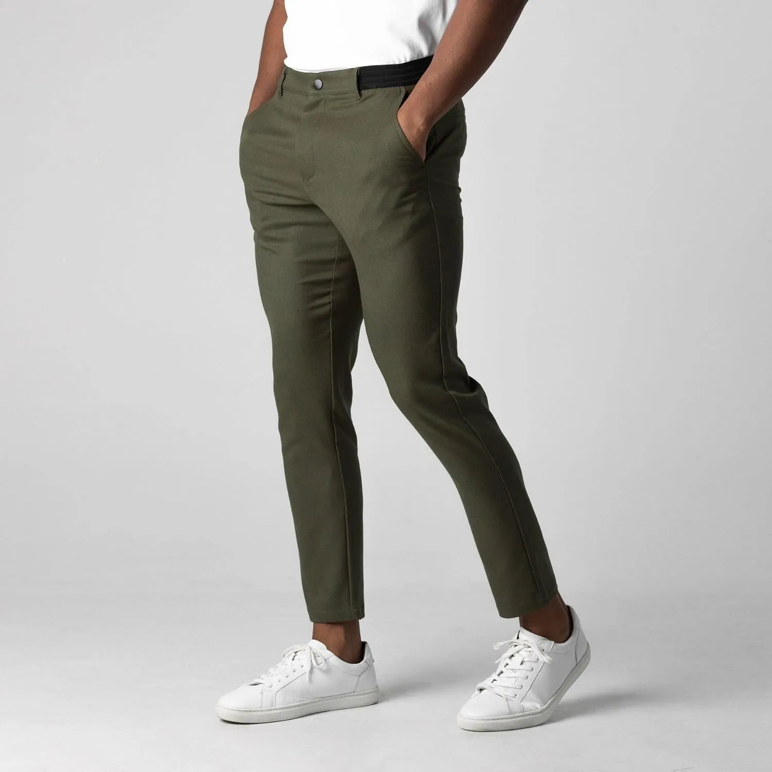 Men's Active Chinos, Casual Comfort High Elasticity Slim Fit Pants, Classic Wrinkle-Resistant Skinny Stretch Trousers